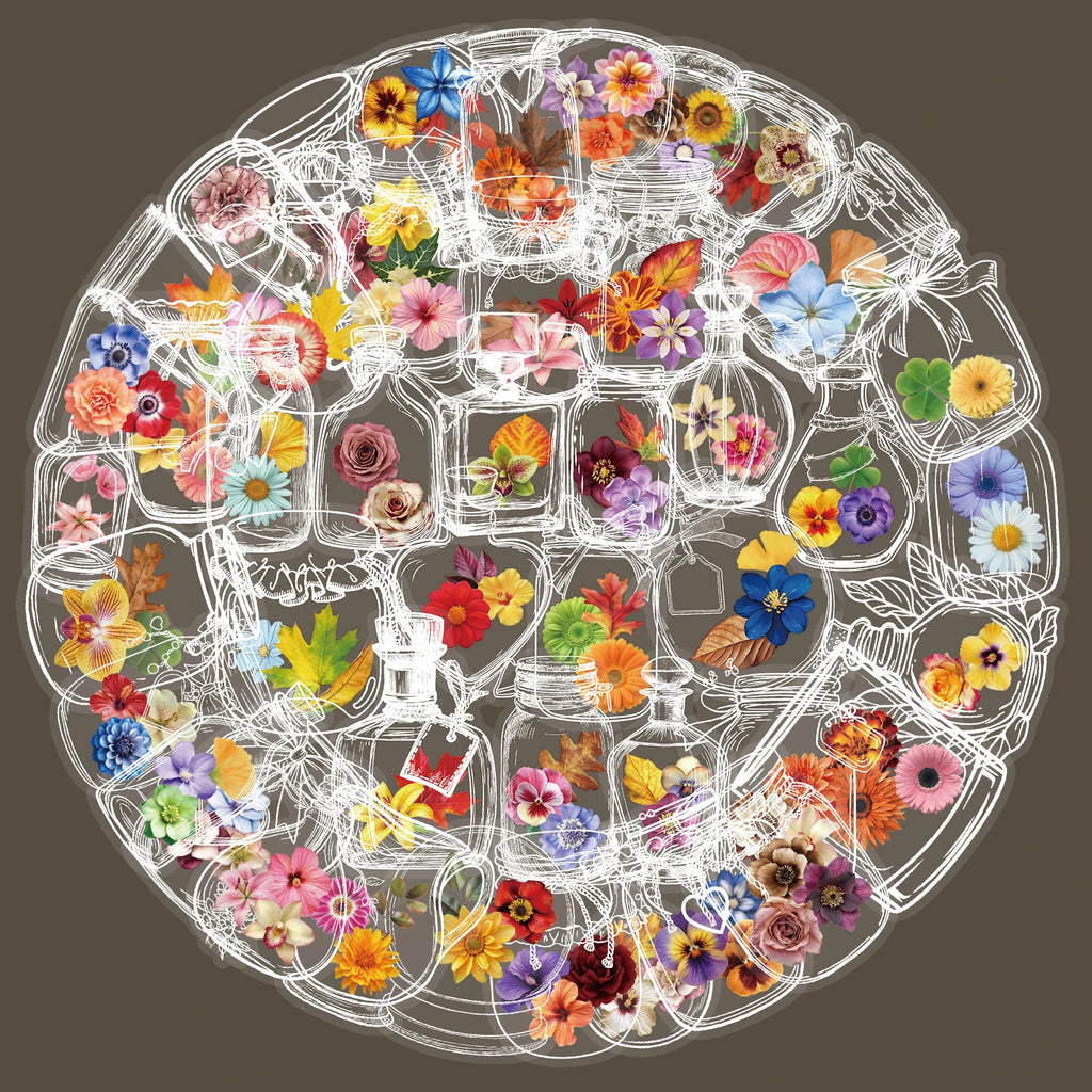 50/100PCS Glass Bottles with Dried Flower PET Sticker Waterproof Oil proof Transparent Romantic Art Colorful Flower Gift