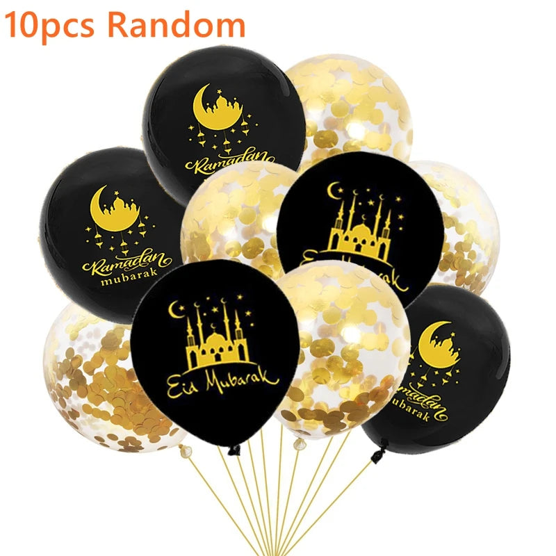 10pcs Eid Balloon Eid Mubarak 2025 Ramadan Decoration For Home Aid al-fitr Mubarak Kareem Islamic Festival Muslim Party Supplies