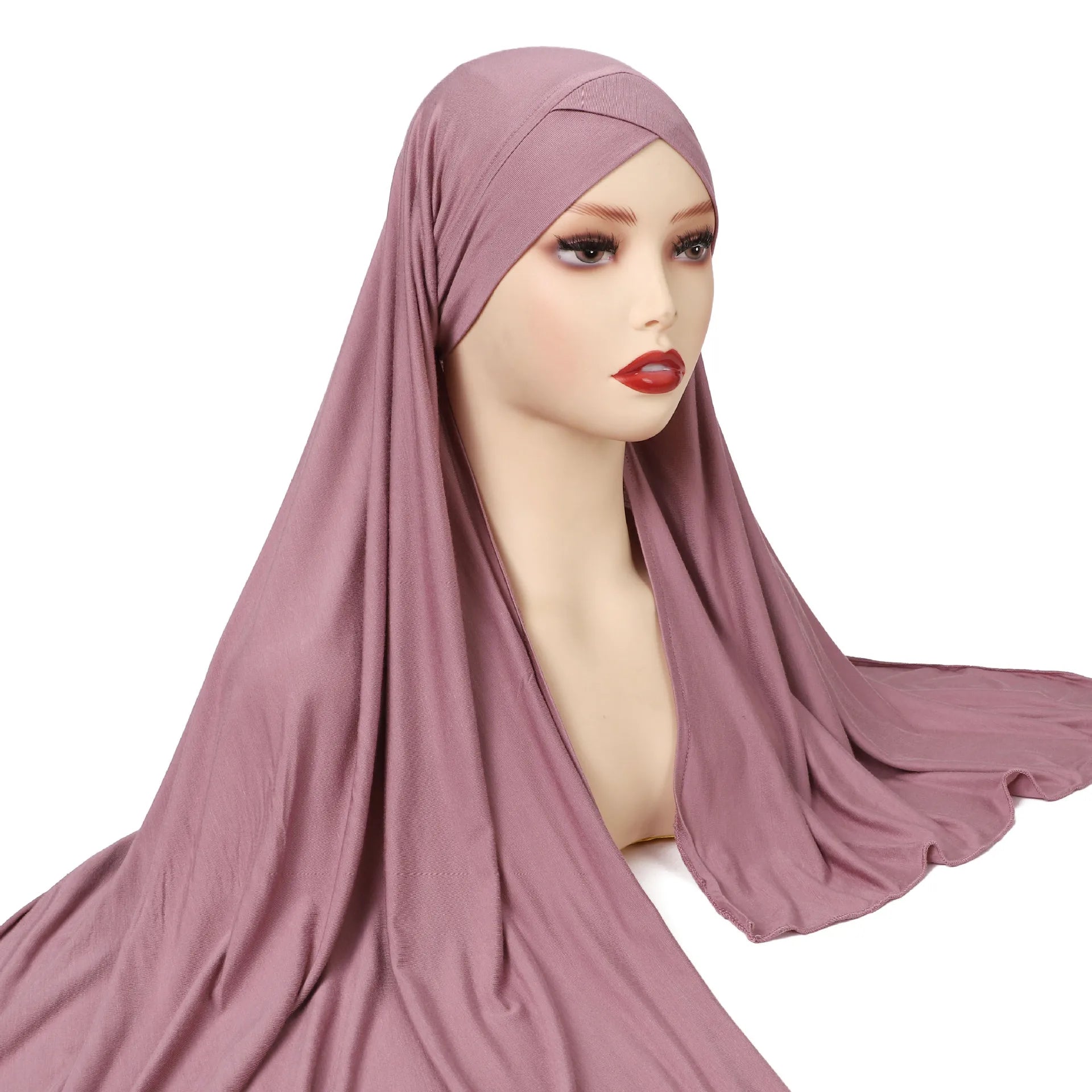 Women Turban Modal Jersey Hijab Lightweight Soft Forehead Cross Instant Hijab Shawls and Wraps Muslim Stretch Head Scarf Mujer