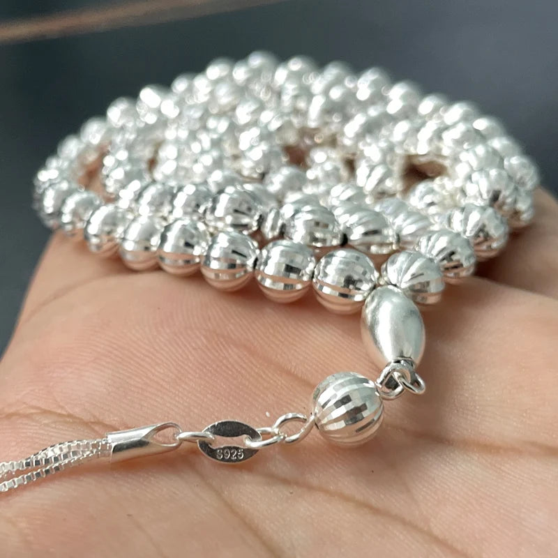 99 beads 100% Real 925 sterling silver Tasbih 925 pure silver Rosary Muslim bracelet islamic Ramadan luxurious Eid gift