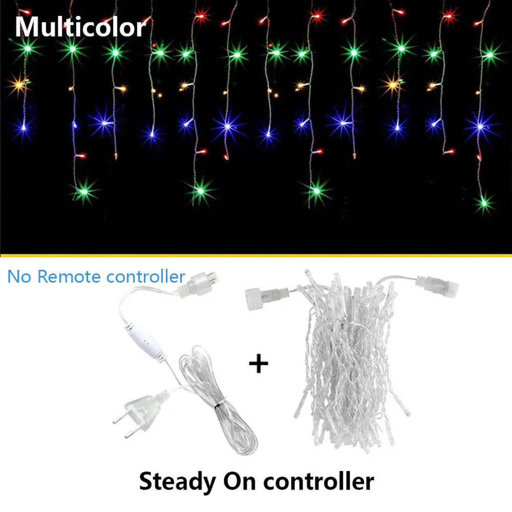 3.5M-40M Icicle String Lights LED Fairy Lights Christmas Garland Outdoor For New Year Garden Yard Party Wedding Terrace Decor