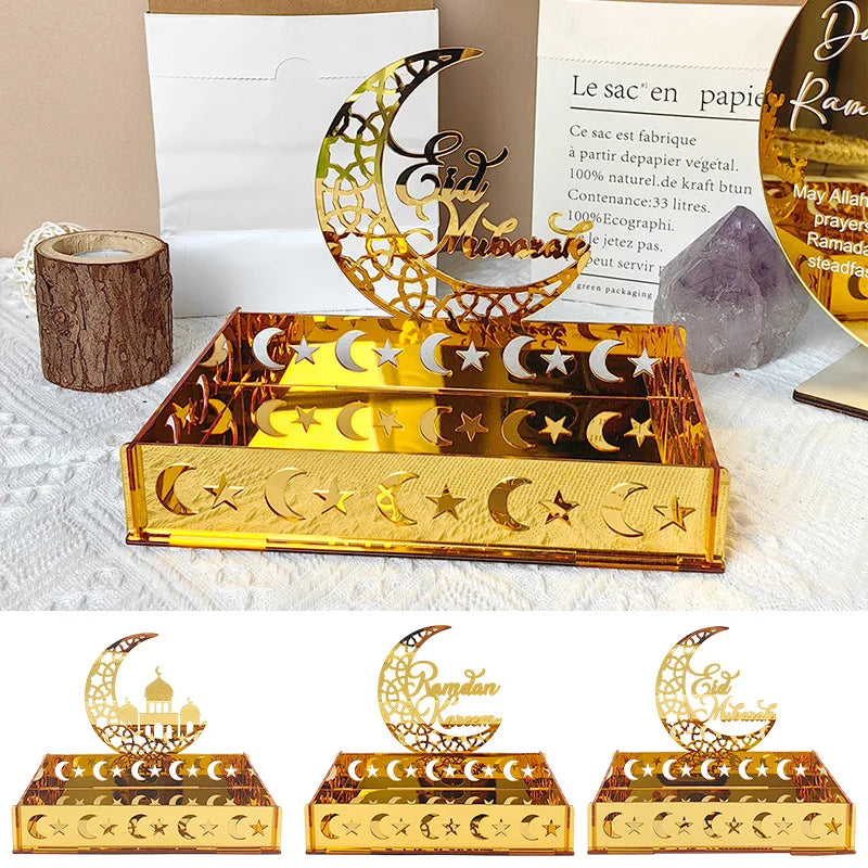 2026 Eid Mubarak Candy Holder Ramadan Candy Tray Holder Muslim Party Supplies Ramadan Eid Candy Box Islamic Decoration