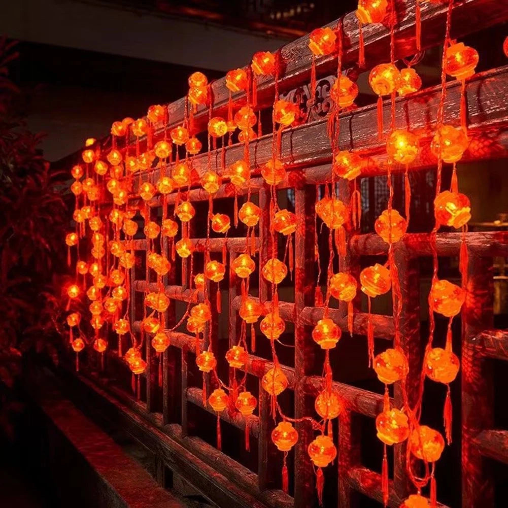 1PC LED Red Lanterns String Lights, 20LED Chinese Style Fairy String Lights Battery Operated Hanging Lanterns String Lights