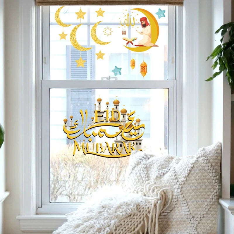 Eid Mubarak Wall Stickers Kareem Ramadan Decoration 2025 For Home Islamic Muslim Party Decor Mubarak Ramadan Window Sticker Gift