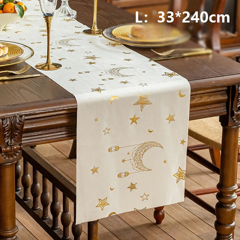 Eid Decorative Banner Islamic Muslim Star Moon Table Flags Ramadan Decorations 2026 For Walls Tables Party Gathering Supplies