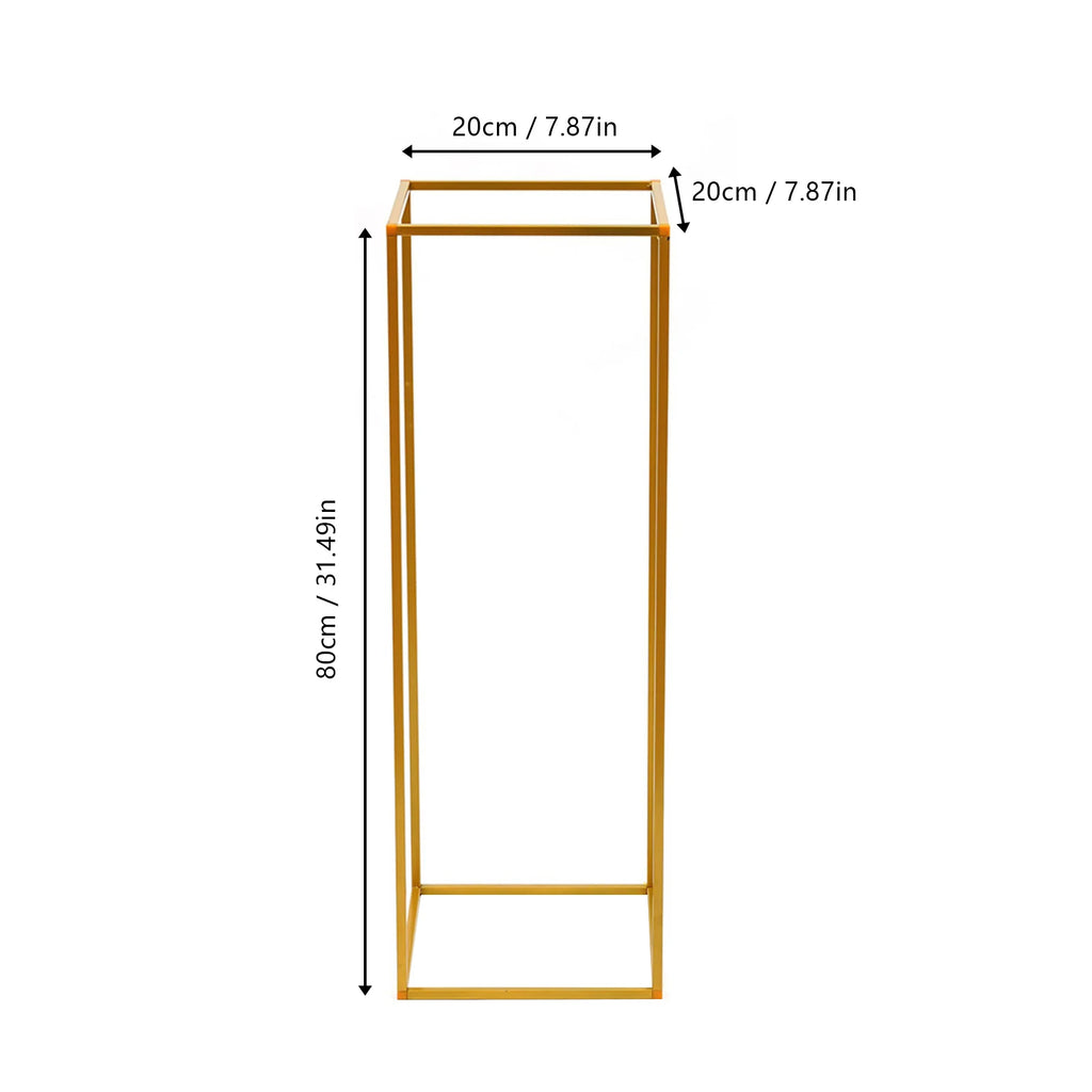 2Pcs Tabletop Flower Stands Metal Square Floral Decor Vase Floor Column Holder Gold Display Rack Road Guide for Wedding Party