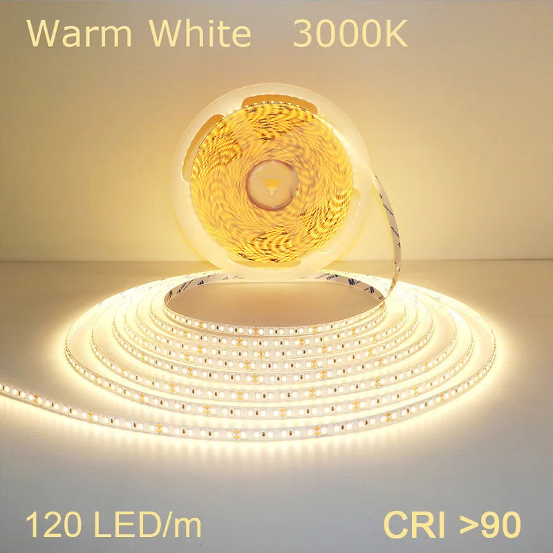 CRI90 High Brightness Single Strip 5m 10m 15m 20m 25M 30m LED Strips 24V 12V Light Strip CRI 90 Flexible 20 meters Soft Lamp Bar