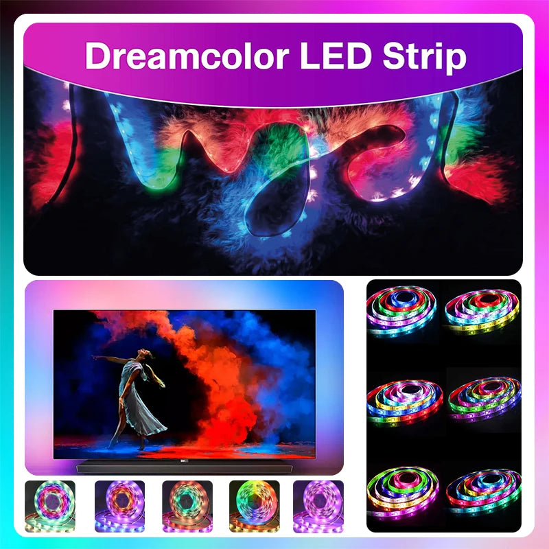 TUYA LED Strip Lights WS2812 RGBIC Addressable Strip Light with Chasing Effect Wifi USB 5V Smartlife Dreamcolor For TV Bedroom