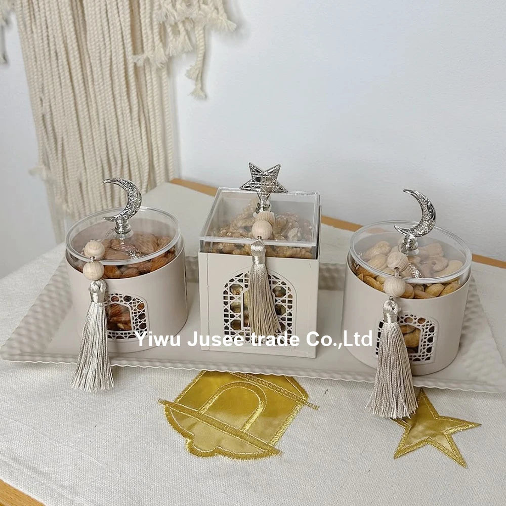 Super 2026 Ramadan Decoration Eid al-Fitr Metal Tray Modern Plate Muslim Family Table Box Decoration