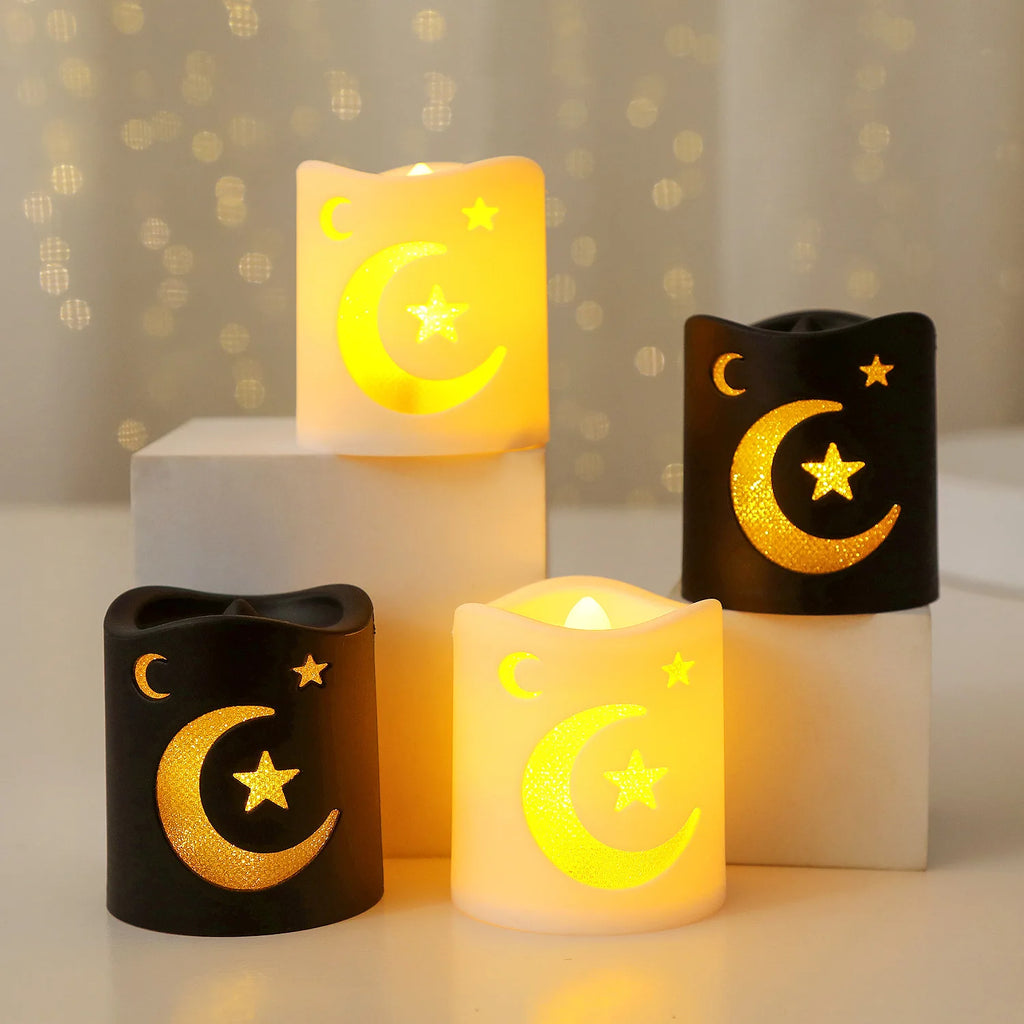 LED Eid Mubarak Lamp,Eid Decorations for Home,Islamic Ramadan Lantern,Candle Lamp Table Centerpiece,Decorative Lanterns as Gifts