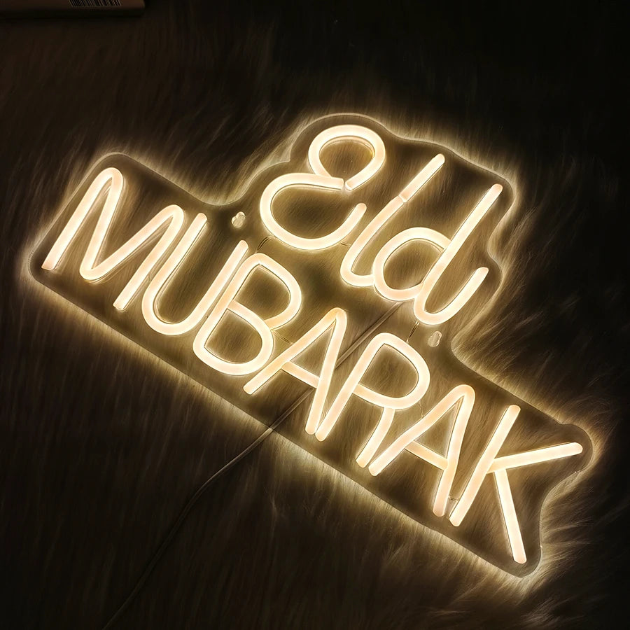 Eid Mubarak Neon Sign For Wall Decor, Muslim Door Window,  Islamic Living Room,  Bedroom, House Party, Club Decoration, Gifts