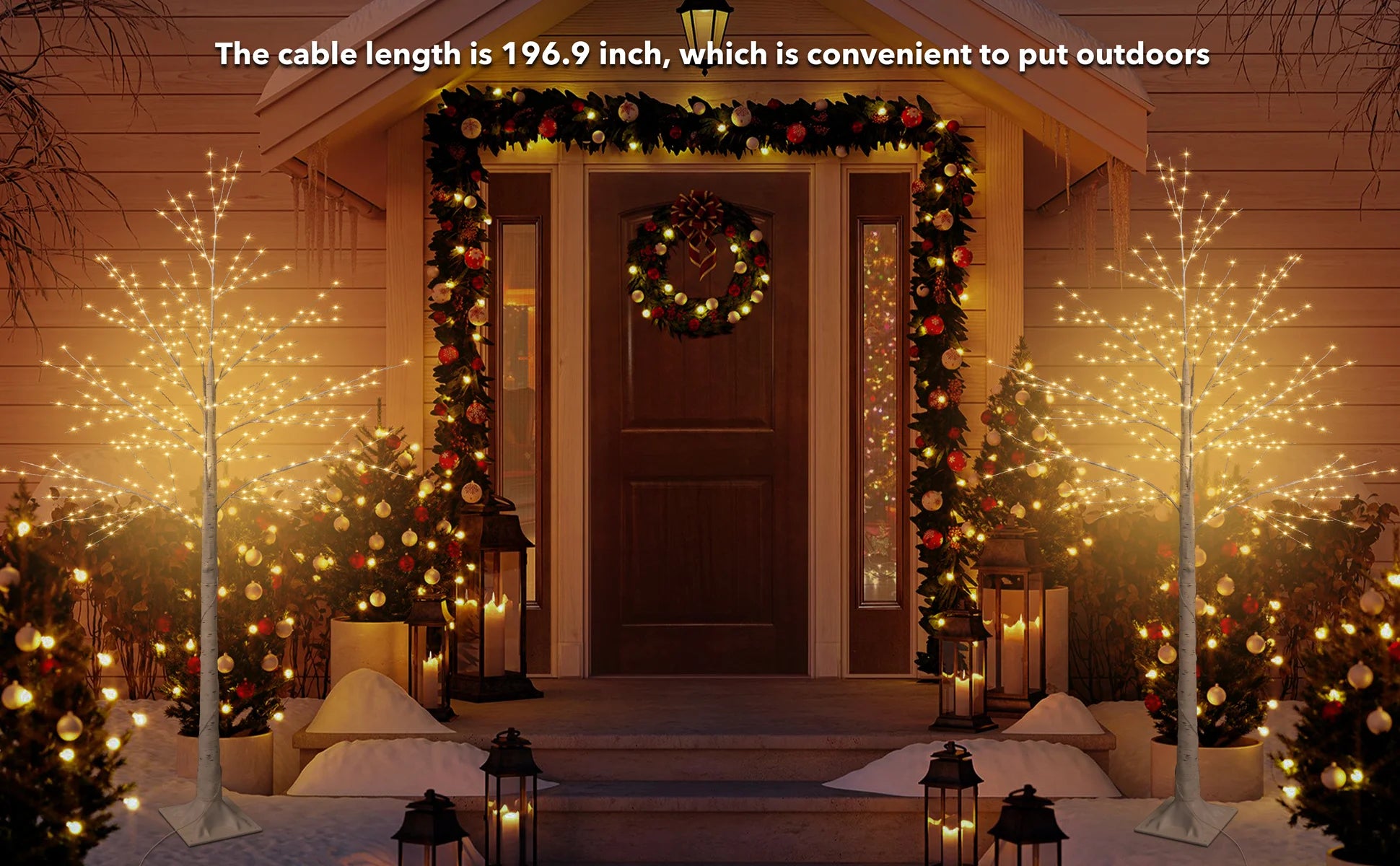 Lighted Birch Tree, Lighted Christmas Tree, 440LED Warm 8 Lighting Modes Artificial Plant White Christmas Tree Halloween Birch