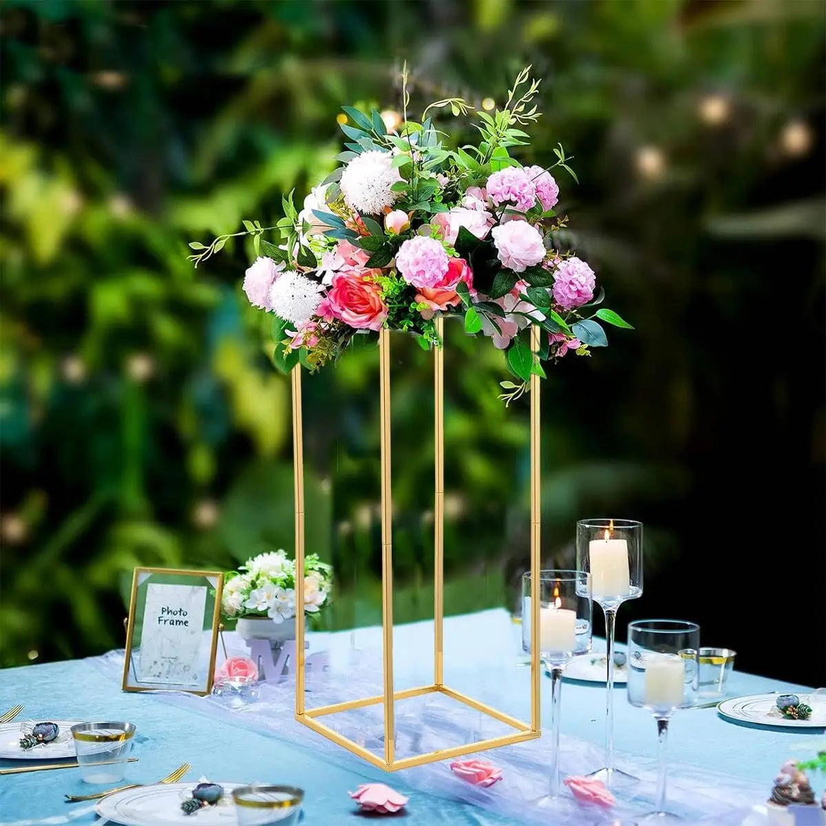 Pack of 5 Gold Wedding Table Centerpiece 23.6inches Tall Metal Flower Stand for Party Event Home Decor(Gold)