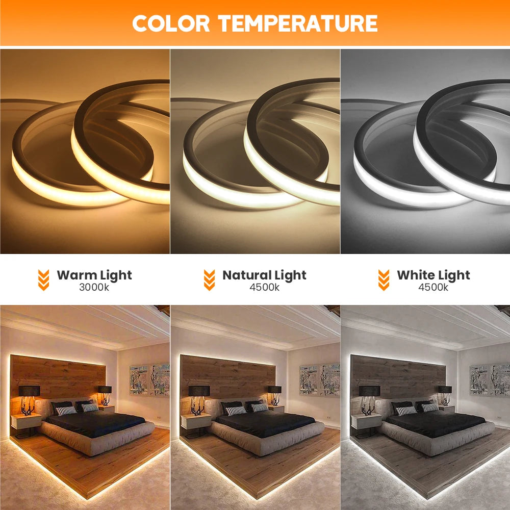 5V USB COB LED Strip Neon Light High Brightness 320 LEDs/M IP67 Waterproof Flexible Ribbon Tape for Garden Bedroom TV BackLight