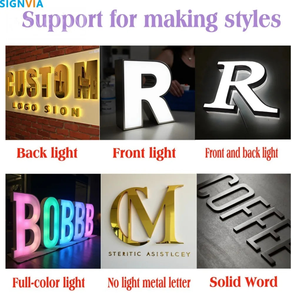 Custom Led Light box Signs Metal Sign Personal Design Signage Waterproof Wall Decorations Business Acrylic Logo Bright Home Box