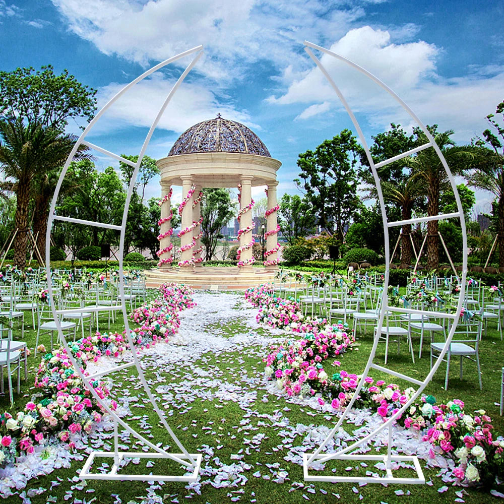 79" White Metal Crescent Moon Wedding Arch 2PCS DLY Decor Framework Iron For Wedding Party Stand