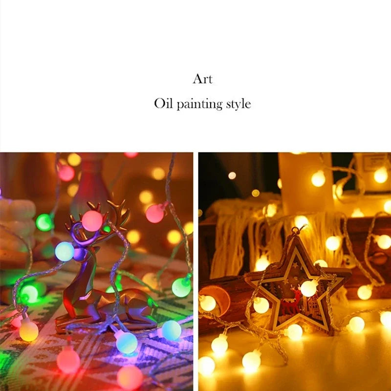 1.5/3/6/10m LED Ball String Lights Garland Lights Outdoor Lamp Wedding Garden Fairy Lights Christmas Decoration USB/Battery