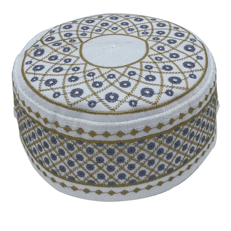2023 New Muslim Prayer Hats Breathable Headware Kufi Hat Men Islam Skull Cap Ramadan Eid Gift Embroidery Man Hat