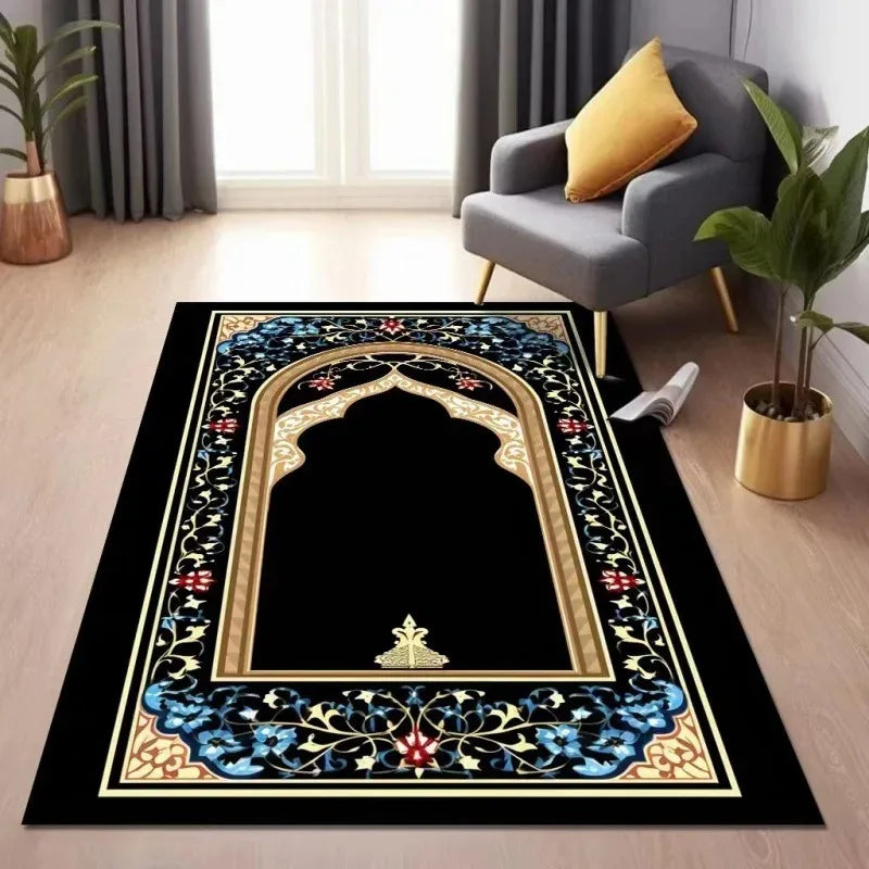 Authentic Ethnic Muslim Prayer Rug Living Room Decor Anti-Slip Carpets Bedroom Soft Rug Entrance Doormat Cultural Muslim Carpet