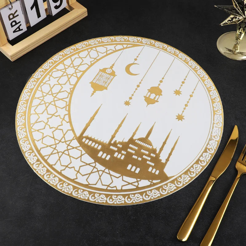 Ramadan Moon and Flower Patterns Table Festive Party Decorati, Suitable for Families, Hotels, Restaurants Eid Party Decor