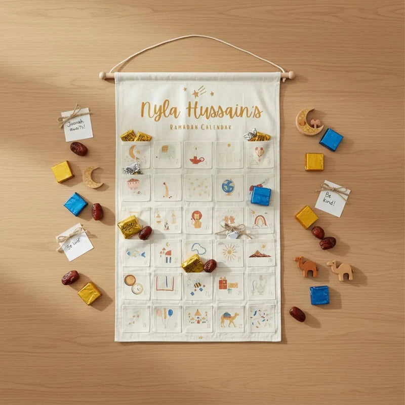 Personalised Name Ramadan Countdown Adventure Themed Calendar Eid Al-Fitr Home Wall Hanging Decoration Gift Holiday Accessories