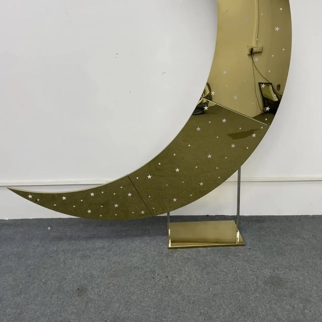 1pcs f30 83in Golden Stainless Steel Crescent Half Moon Wedding Arch Party Stage Backdrop Flower Stand Ballon Arch hh332