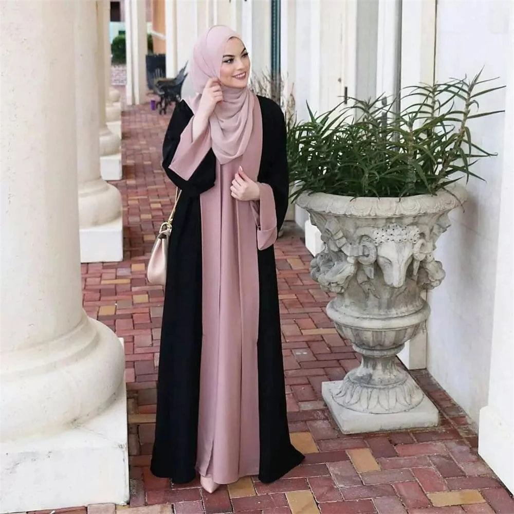 Ramadan Eid Luxury Splicing Two-Piece Style Abaya for Women – Dubai Kaftan Modest Islamic Dress Marocain Femme