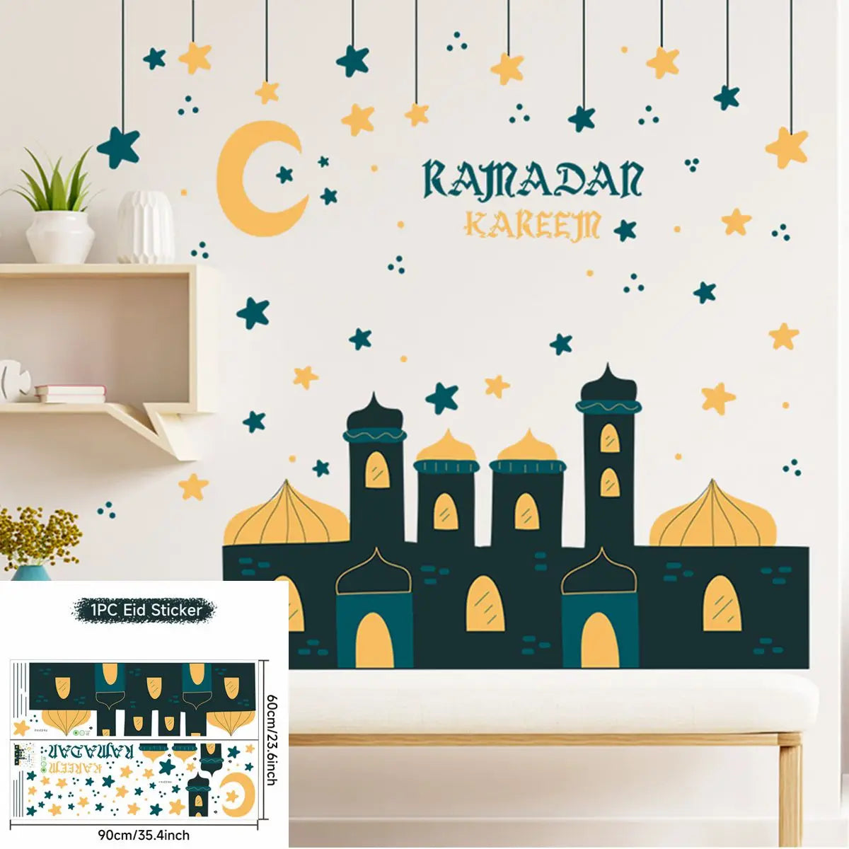 Eid Mubarak Window Stickers Ramadan Decorations for Home Islamic Muslim Party Decor Eid Al Adha Diy Wall Stickers Ramadan Kareem