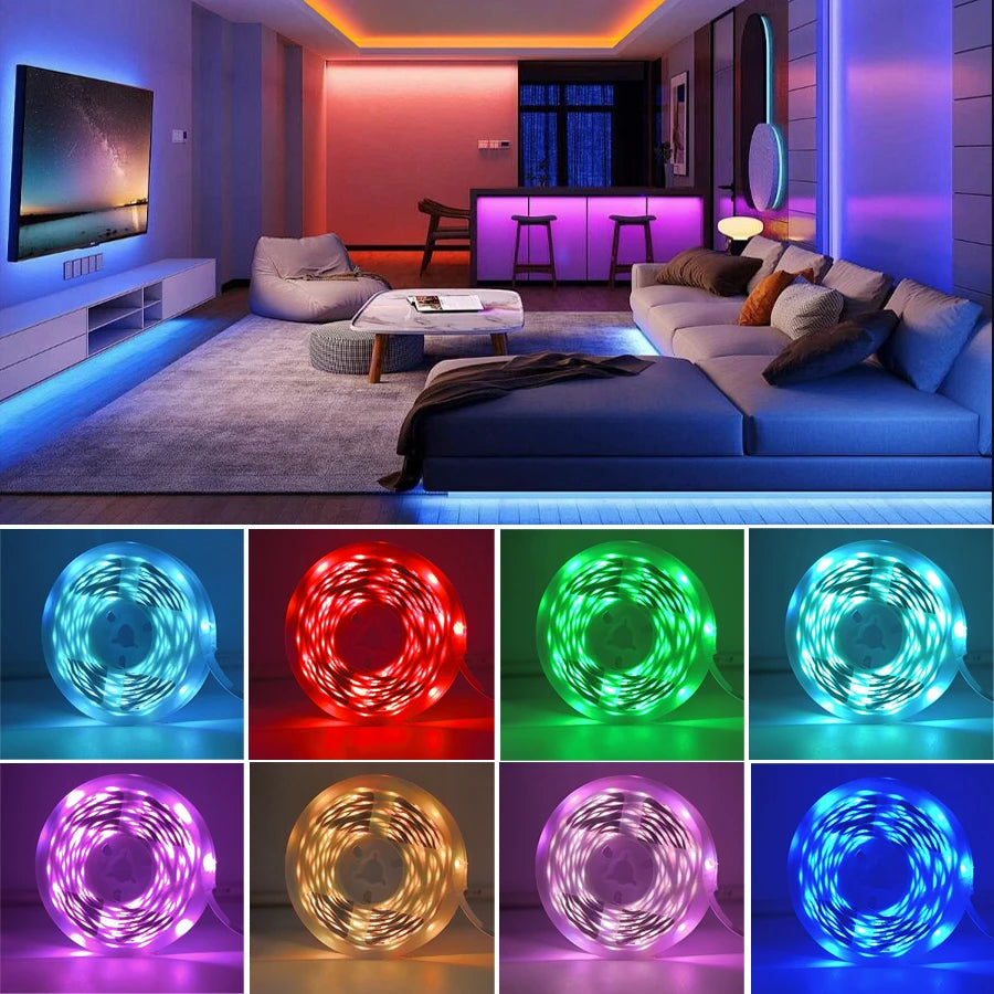 RGB Led Strip Lights for Room 1M, 5M, 10M, 20M, 30M USB 5V Music Sync APP Control Led Tape FLexible Ribbon for Bedroom Home Decor