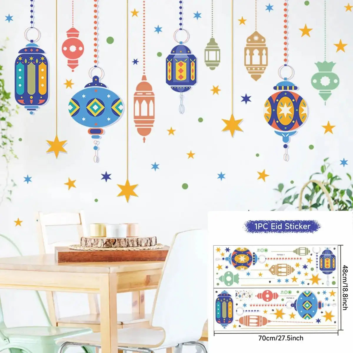 Eid Mubarak Wall Stickers Kareem Ramadan Decoration 2024 For Home Islamic Muslim Party Decor Mubarak Ramadan Window Sticker Gift