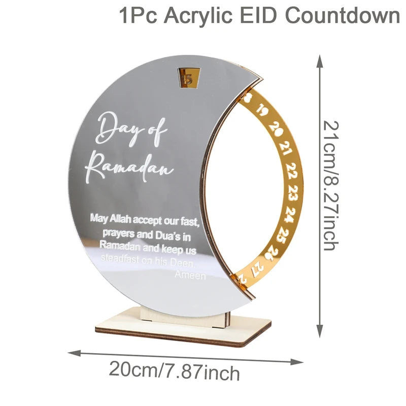 Acrylic Ramadan Countdown Calendar Ornaments Gifts Eid Mubarak Ramadan Decor For Home 2025 Kareem Islam Muslim Party Supplies
