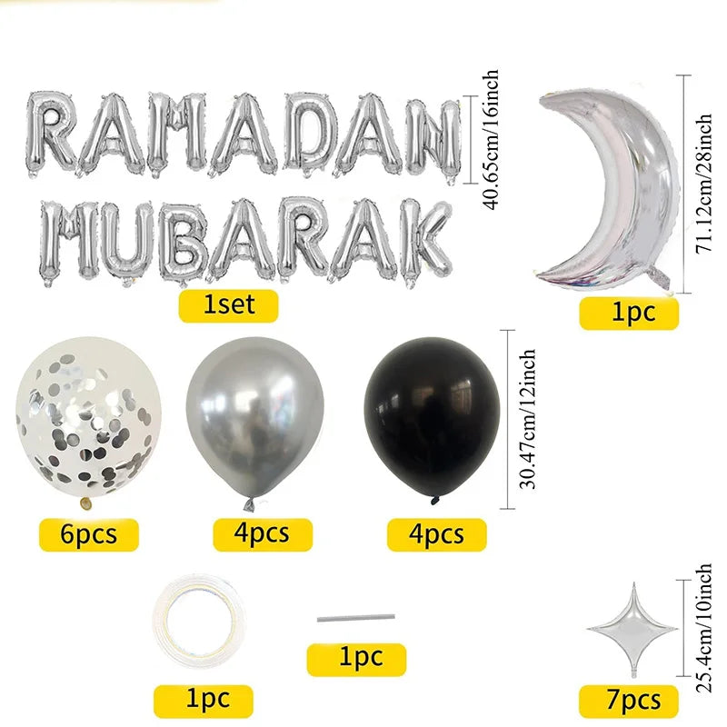 1Set Umrah Mubarak Balloon Set Banner Muslim Festival Home DIY Decor Eid Mubarak Ramadan Kareem Hajj Party Supplies