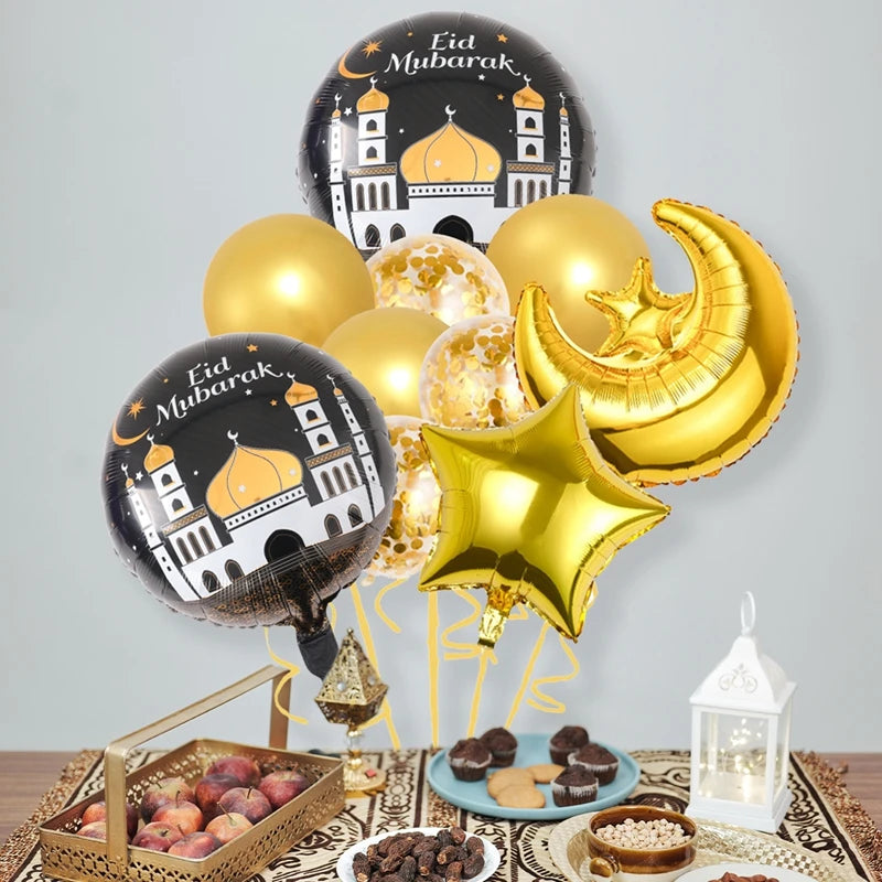 Eid Mubarak Balloons Ramadan Decor for Home Eid Mubarak Letters Balloon Ramadan Kareem Islamic Muslim Party Eid Al Adha Gifts