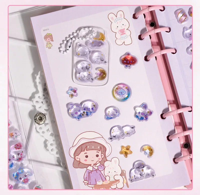 Embossed Animal 3D Crystal Sticker DIY Crafts PVC Cartoon Animal Sticker Melody Relief Decorative Sticker Water Cup Decoration