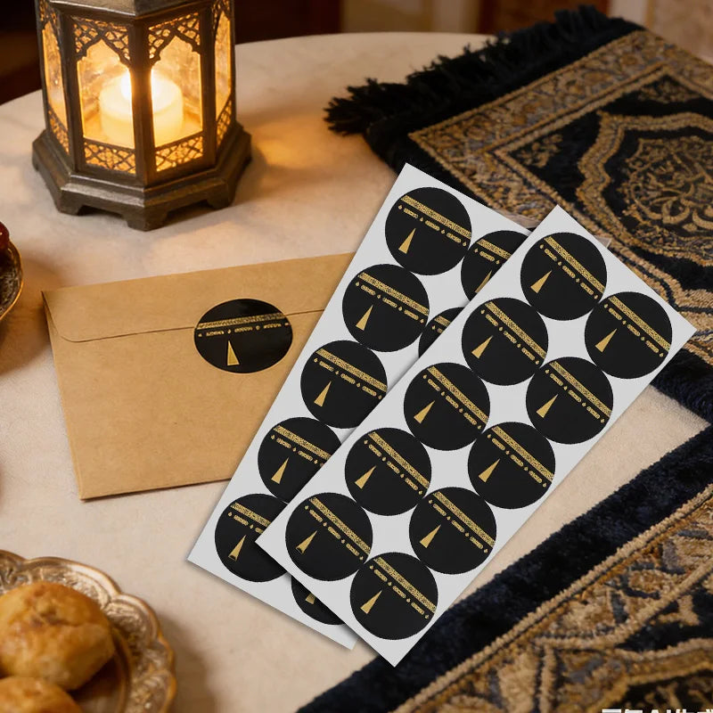 30/60pcs 4cm Umrah Mubarak Paper Stickers Muslim Islamic Party Gift Wrapping Decoration Eid Ramadan Candy Box DIY Label Sticker