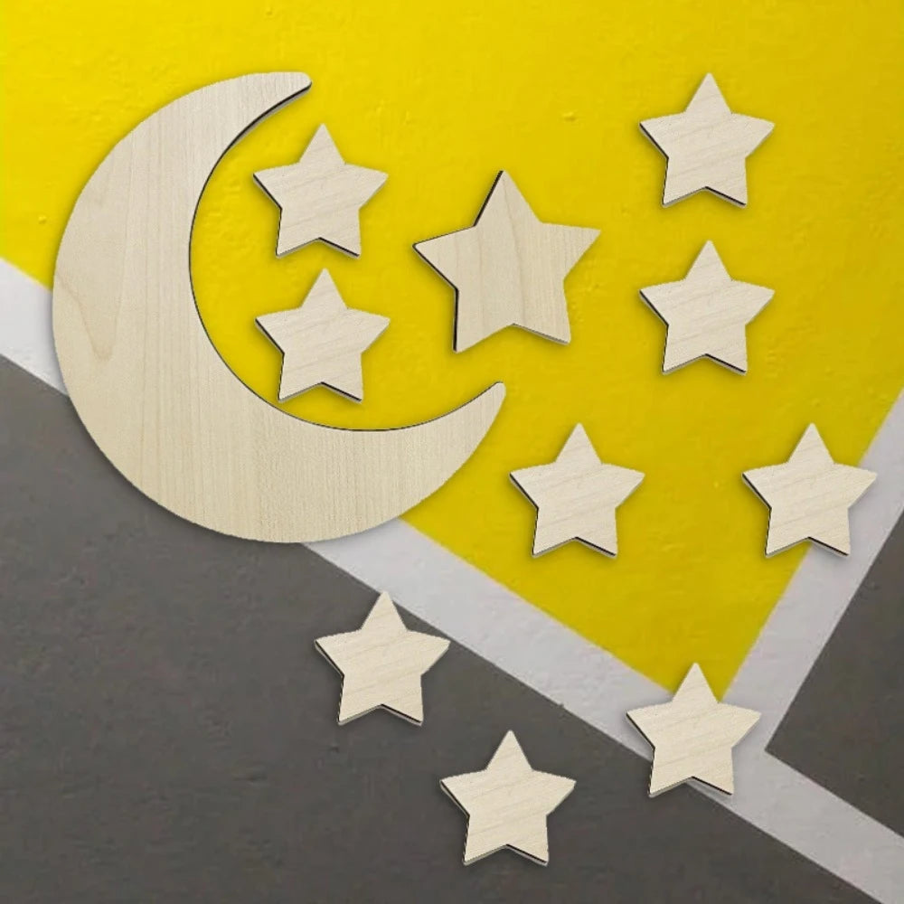Simple Wooden Wall Decoration Hot Air Balloons Sun Moon Stars Heart-shaped Wall Ornaments Warm Sweet Children's Rooms