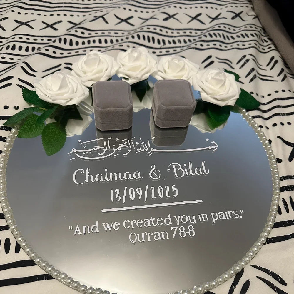 Nikkah Wedding Engagement Sticker Plate Sign Custom Name And Dates Wedding Vinyl Stickers Muslim Mirror Custom Sign Vinyl Decal