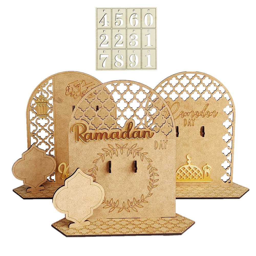 Eid Mubarak Countdown Calendar Wooden Ramadan Decoration 2026 Calendar Eid Mubarak Decoration Eid Countdown Ornament for Home