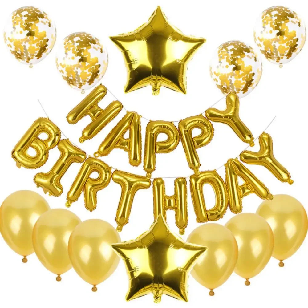 25pcs/set Happy Birthday Balloons Set Foil Letter Balloon Garland Bunting Banners Kids Birthday Party Babay Shower Decoration