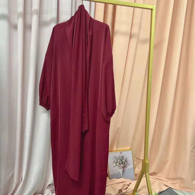 Ramadan One Piece Muslim Prayer Garment Women Hijab Abaya Maxi Dress Khimar Burqa Islamic Clothing Overhead Arab Robe