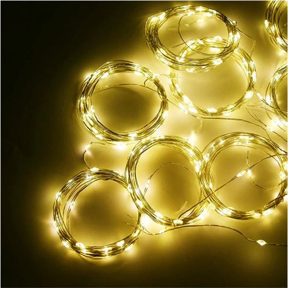 Home Decoration Battery Power Fairy LED Curtain Light String Outdoor Bedroom Decoration Ramadan 2026 Valentine's Day Eid Mubarak