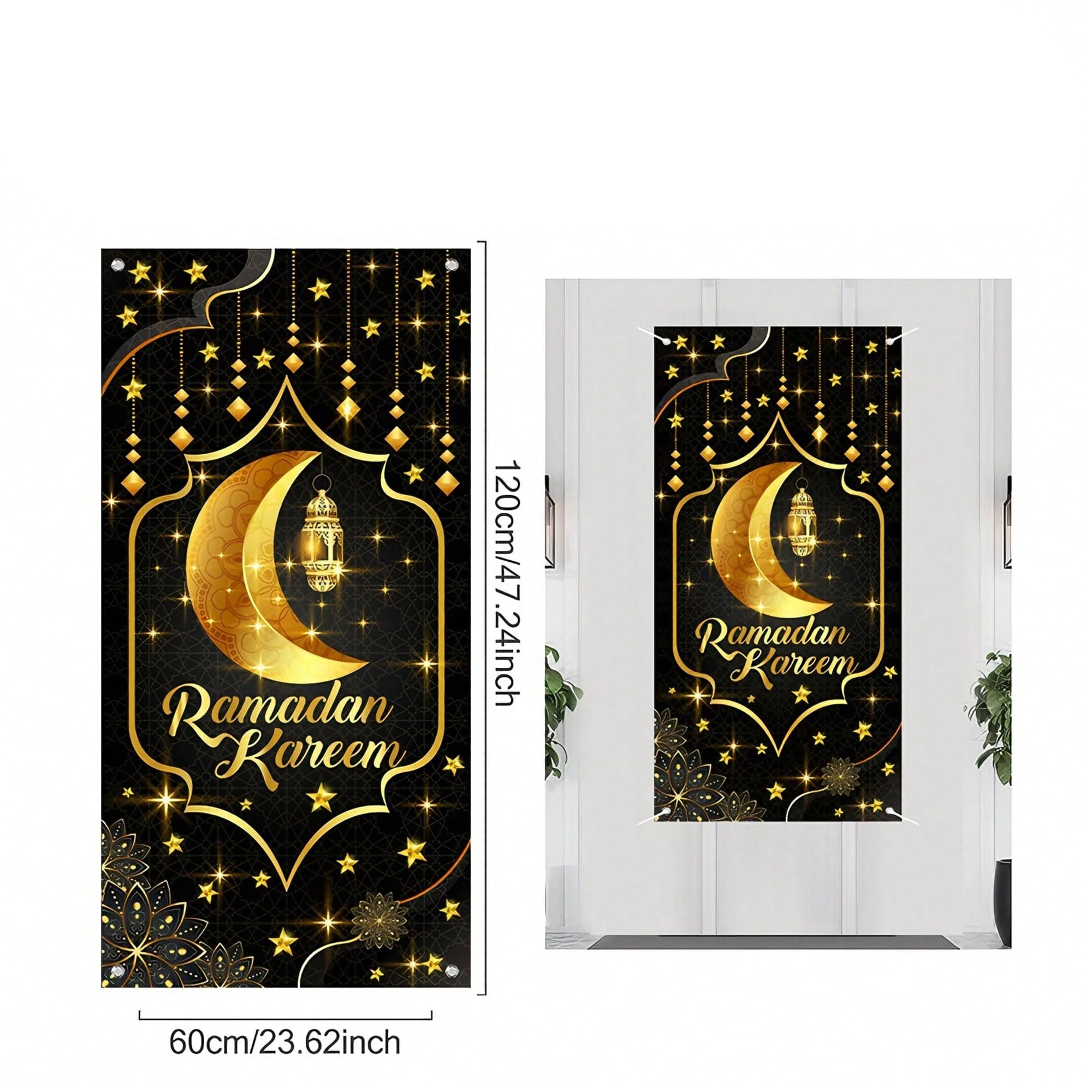 1pc Ramadan Eid Mubarak Decoration Hanging Flag，for Eid Al-Fitr Party DIY Home Door Hanging Backdrops Decor Flag