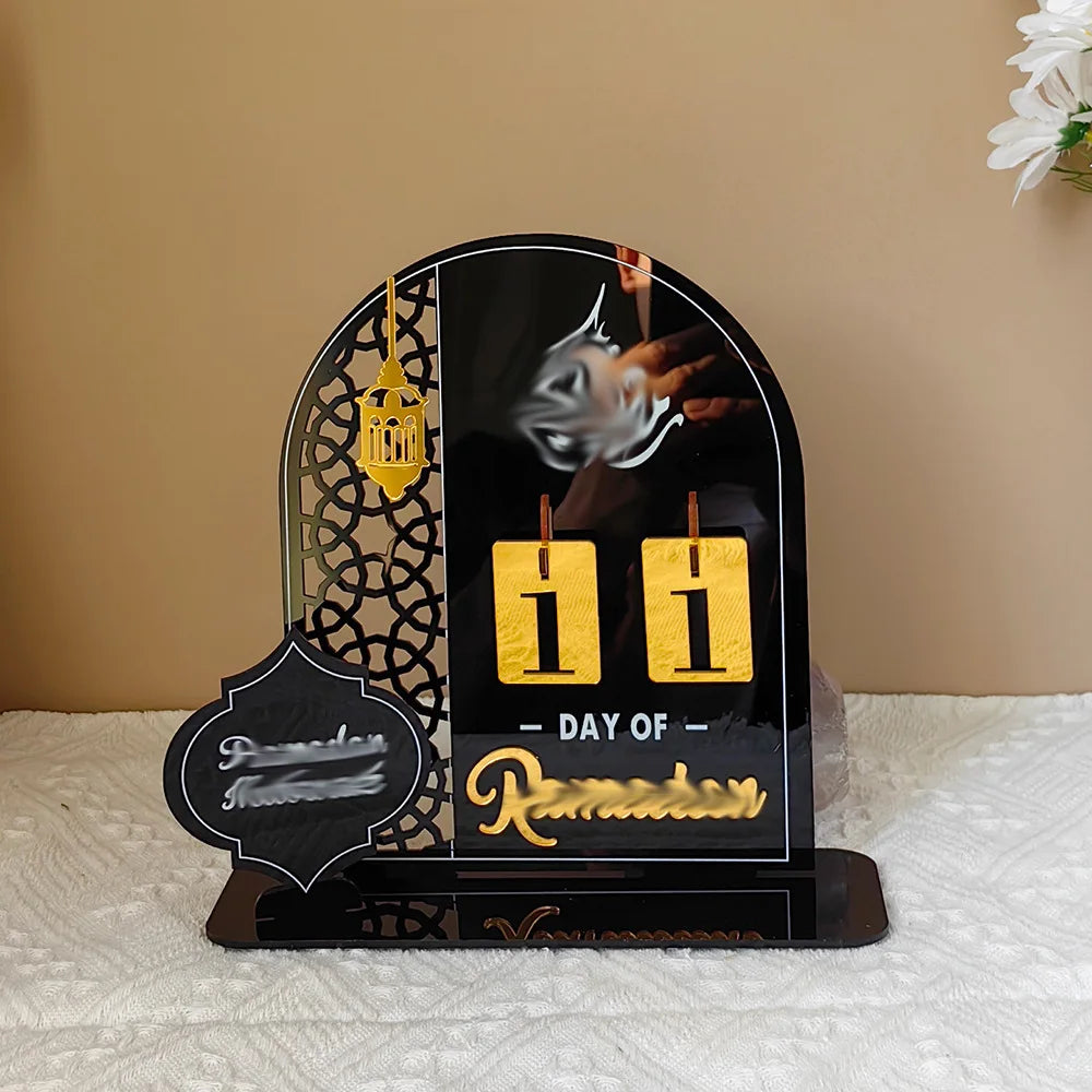 Ramadan Countdown Calendar 2026 Acrylic Silver Eid Mubarak Advent Islamic Home Decor For Muslim Party Indoor Table Desk Gifts