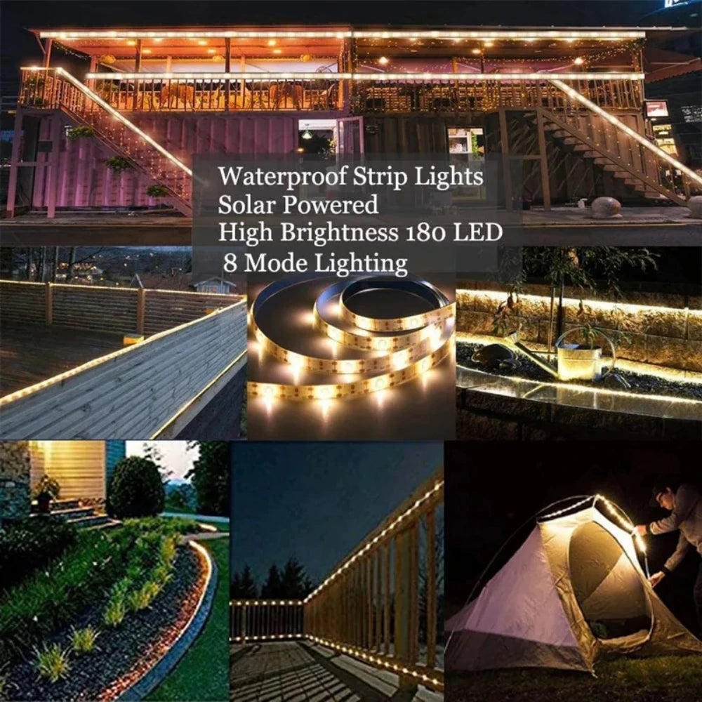 5V Solar LED Stripe Outdoor IP65 Waterproof String Lamp Garden Decoration Street Garland 8 Modes Fairy Lights