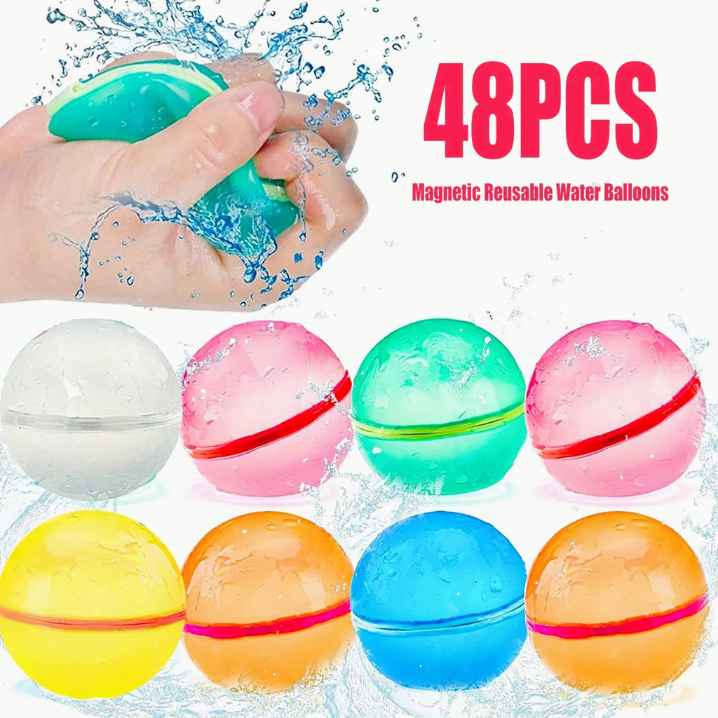 Magnetic Reusable Water Balloons Refillable Water Balloon Quick Fill Self Sealing Water Bomb Splash Balls for Kids Swimming Pool