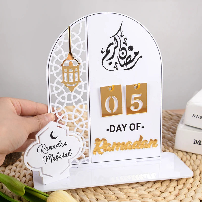 Acrylic Ramadan Countdown Calendar Gifts Day of Ramadan Calendar with Replacing Number 2026 Eid Mubarak Home Decoration Ornament