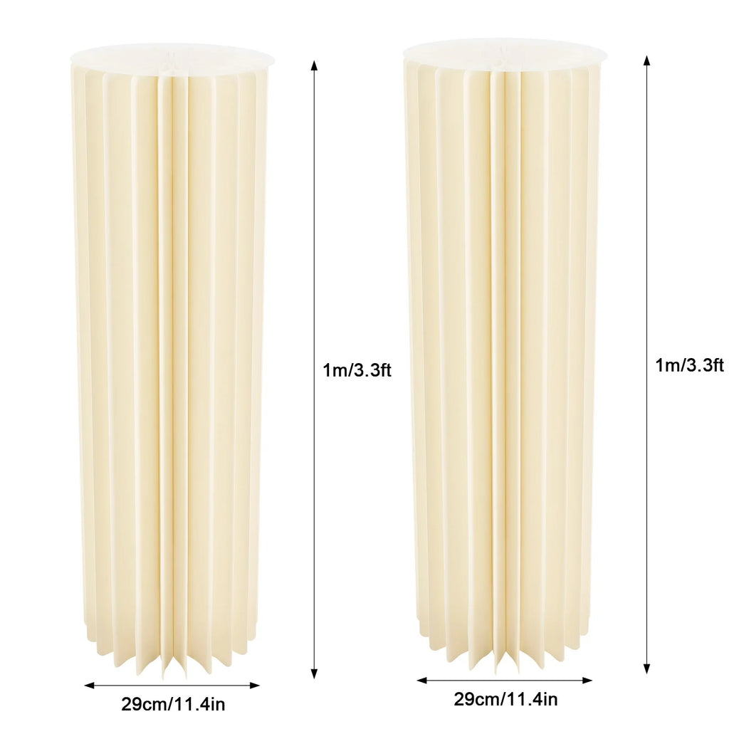 2Pcs 100cm Wedding Centerpieces Cardboard Vases, 39.4in Tall Foldable Honeycomb Flower Stand Cylinder Display Pedestal Load 50kg