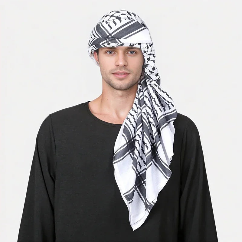 Islamic Print Polyester Scarf Men Arab Headwear Hijab Scarf Turban Arabic Headcover For Women Muslim Clothing Prayer Turbante