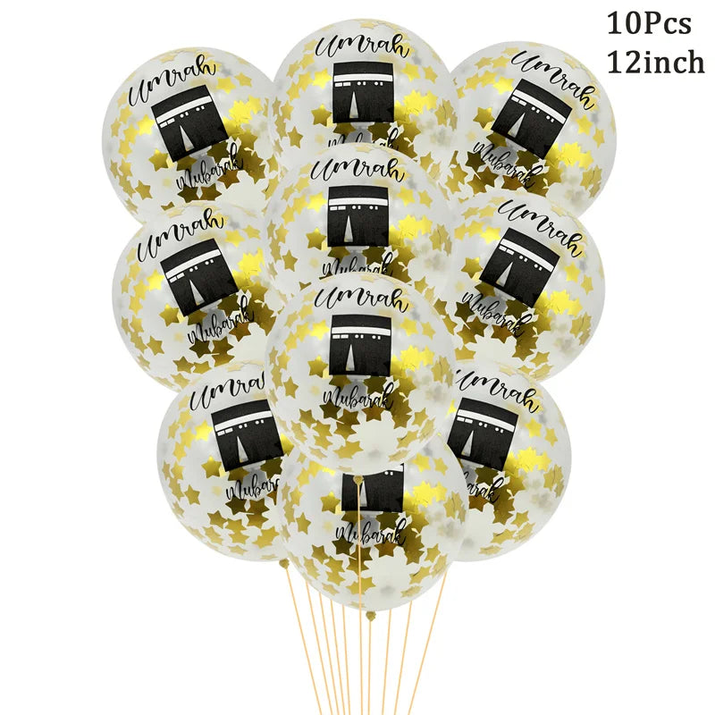 Gold Umrah Mubarak Star Confetti Balloons Ramadan Kareem Decoration Eid Mubarak Muslim Islamic Party Home Eid al-fitr Supplies