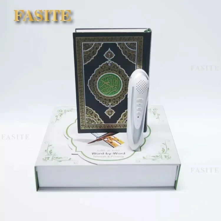 Digital Quran Reading Pen with Small Quran Book Wooden Box Word by Word Audio